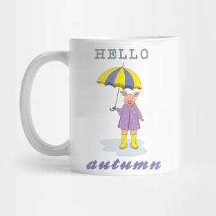 hello autumn with cute piggy Mug